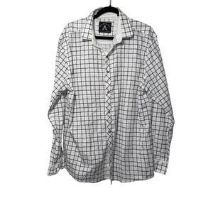 Rock Roll-n-Soul 2XL Button Up Shirt White Grid Rose Print Cotton Western Y2K
